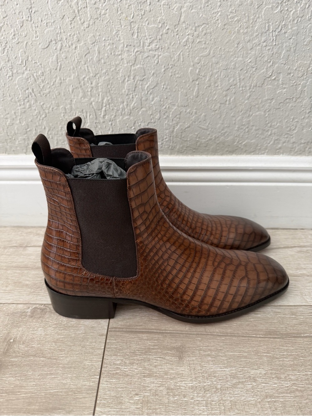 Tom Ford Brown Croc-Embossed Chelsea Boots light brown men 11.5